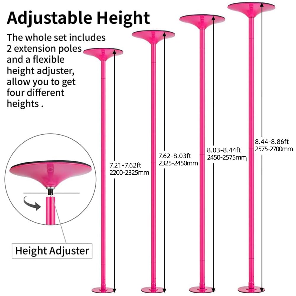 45mm Spinning Portable Pole Dancing Pole for Home - Extendable Dance Pole for Bedroom, Studio & Fitness, Perfect for Beginners & Professionals