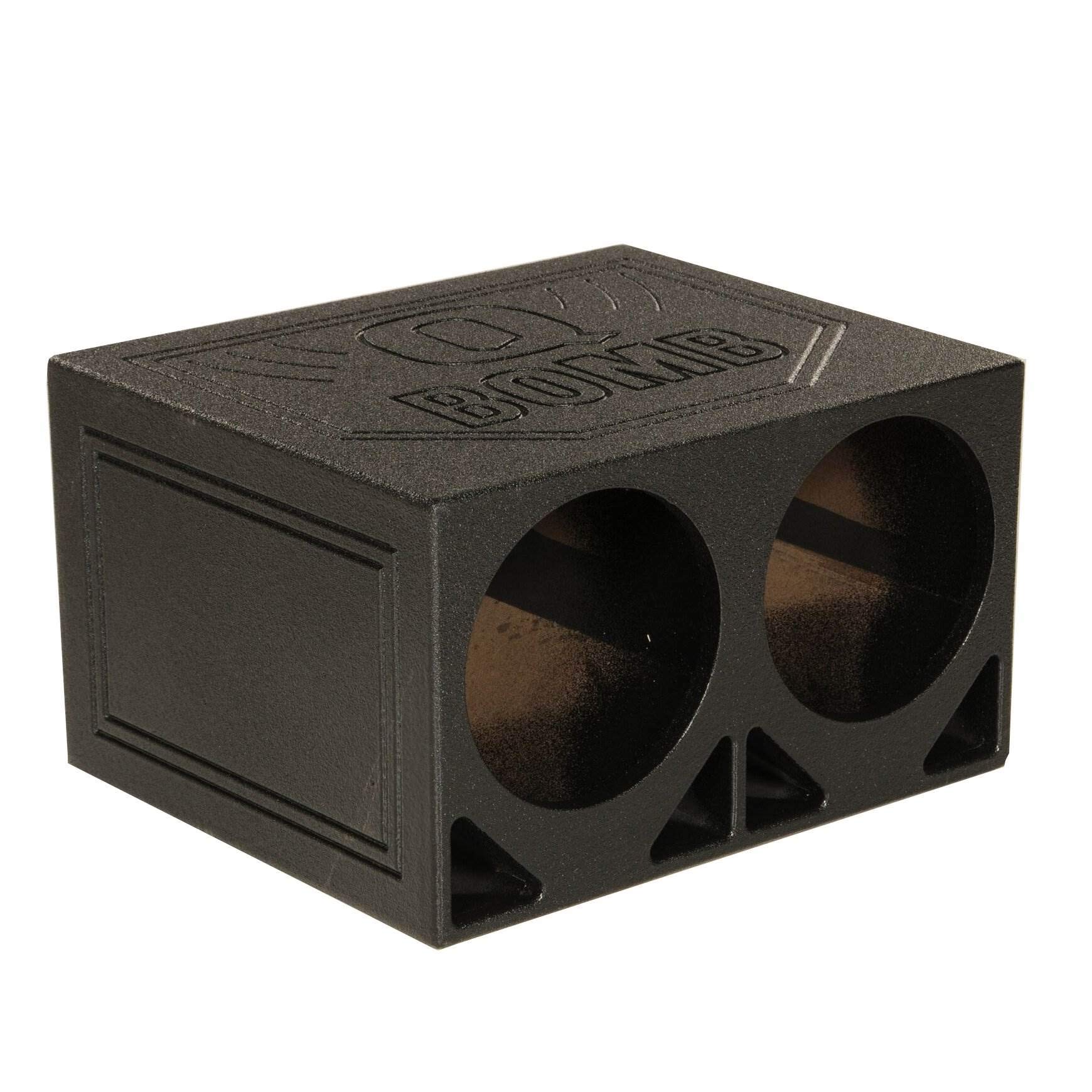 Q Power Dual 10 Inch Triangle Ported Subwoofer Box with Bedliner Spray (2 Pack) - Premium Car Audio Enclosure for Trucks, SUVs & Custom Vehicles