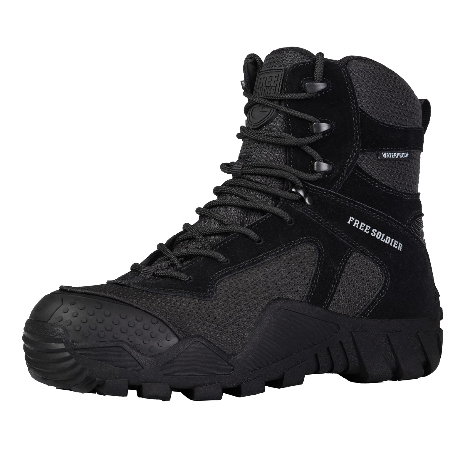 FREE SOLDIER Men's Waterproof Hiking Boots - Tactical Military Work Boots for Outdoor Camping, Hunting & Heavy Duty Use - Lightweight Non-Slip Ankle Support Shoes for Men