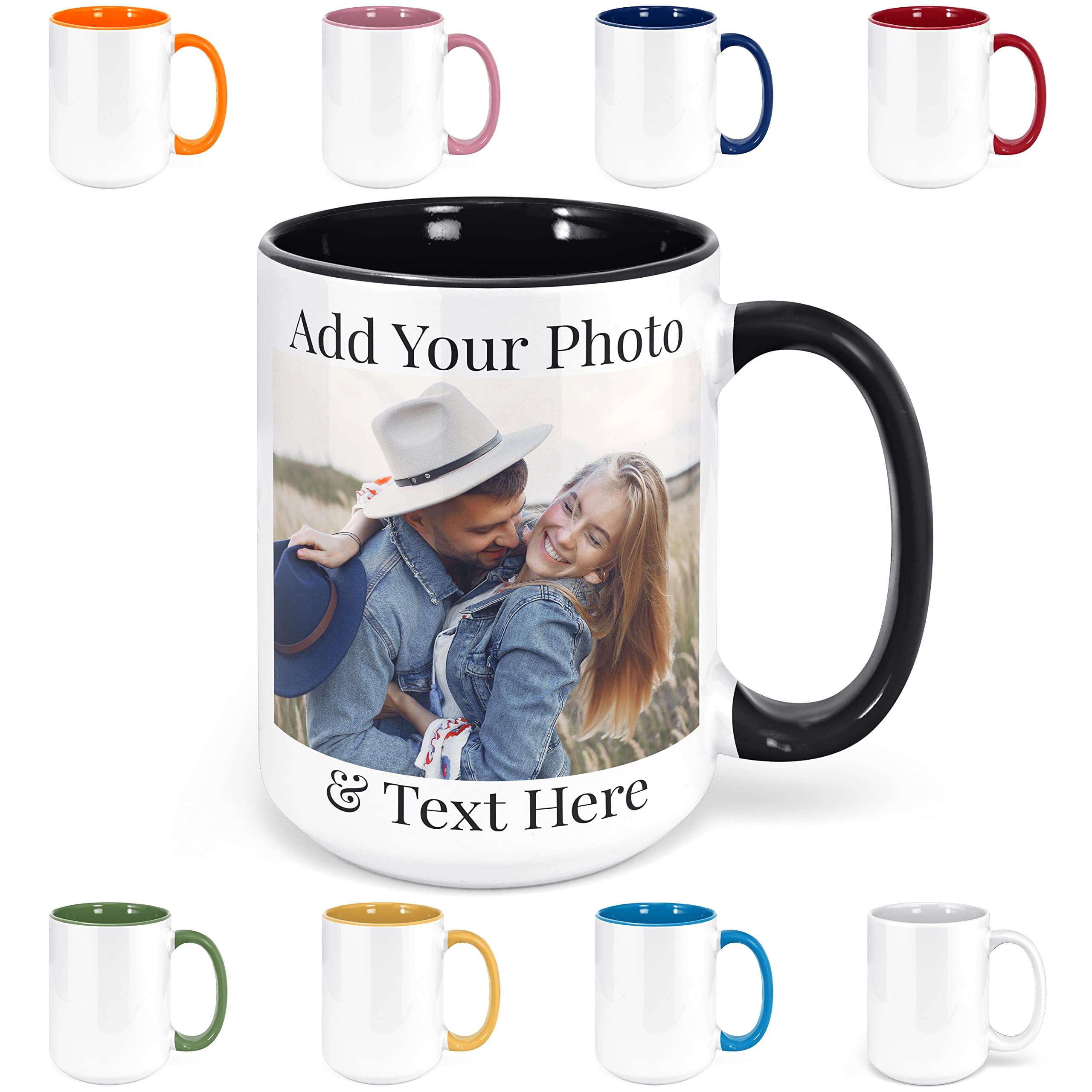 Custom Photo Coffee Mug - 15oz Personalized Ceramic Cup for Gifts & Office Use