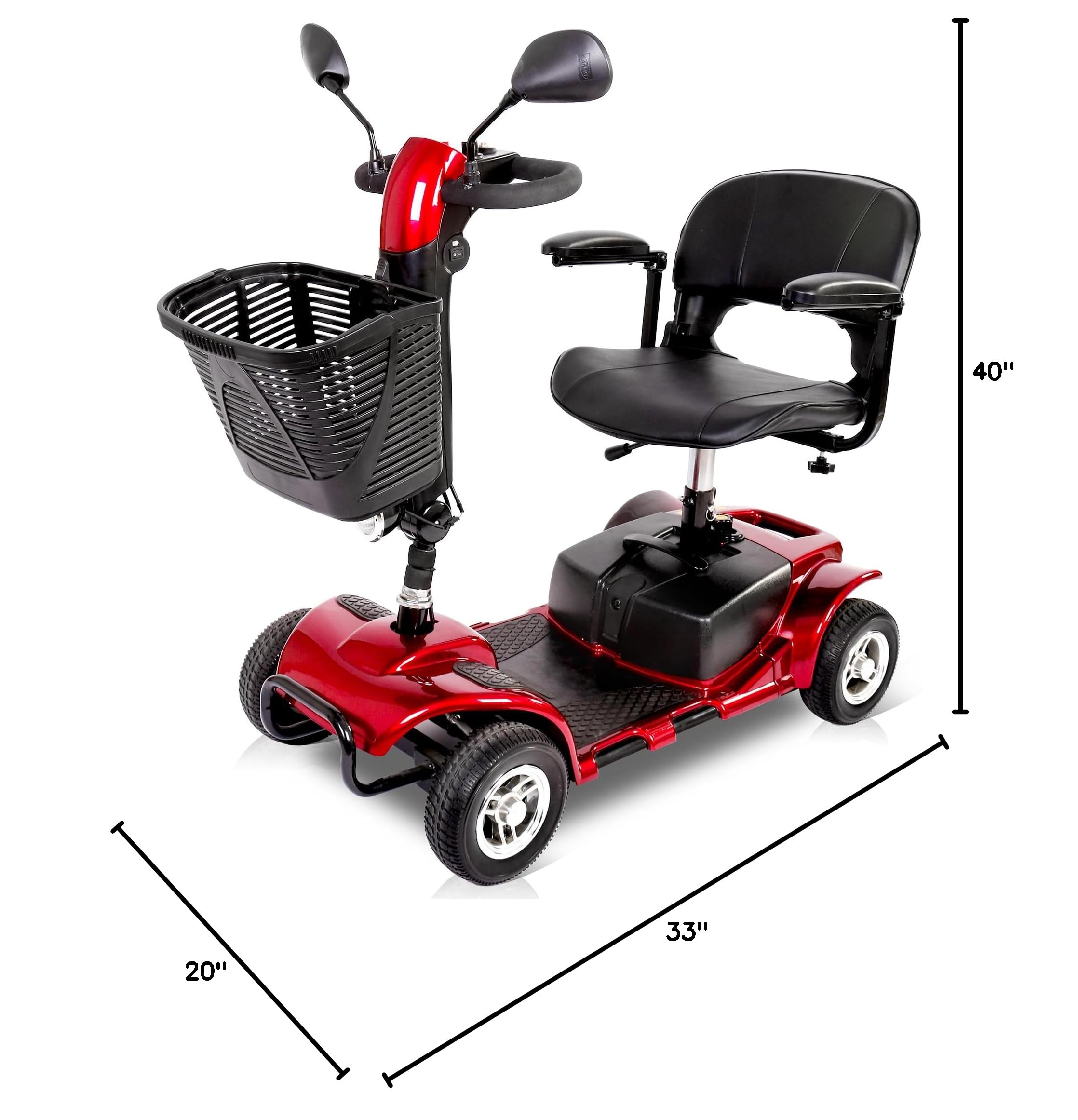 Best Foldable 4-Wheel Mobility Scooter for Seniors & Adults - Electric Powered Handicap Scooter with Comfort Seat | Indoor & Outdoor Use for Shopping, Travel & Daily Mobility