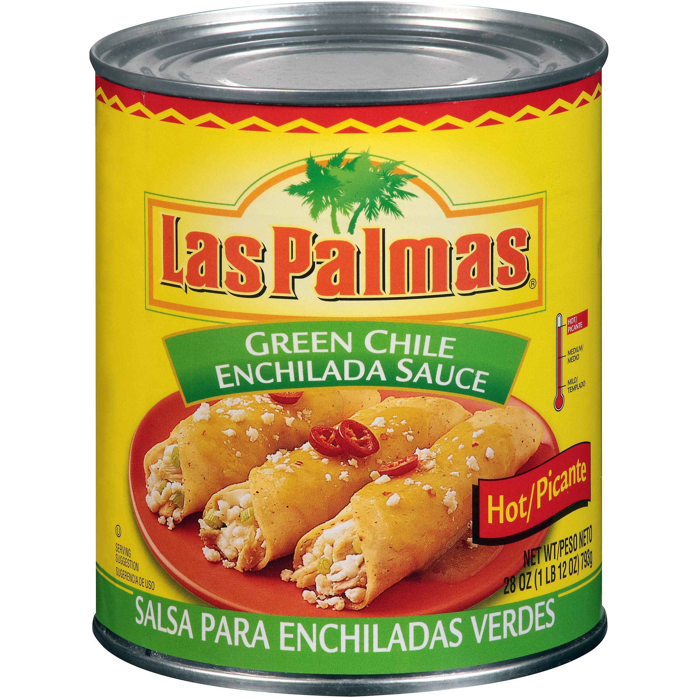 Authentic Las Palmas Green Chile Enchilada Sauce - Hot & Spicy 28oz (Pack of 12) - Perfect for Mexican Dishes, Tacos, Burritos & Home Cooking