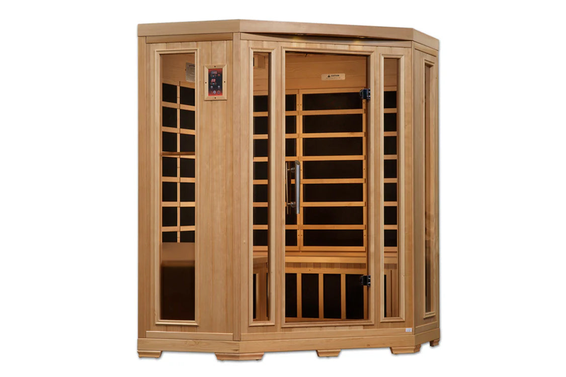 Pro 6 Rebecca 3-Person Corner Far Infrared Sauna with Near Zero EMF - Perfect for Home Relaxation & Detox Therapy