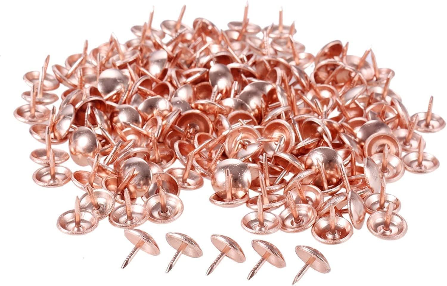 Rely VP INDUSTRIES Pcs-100 Upholstery Nails - 10mm Head Diameter & Length, Rose Gold MS Round Cap Thumb Push Pins for Leather, Textile, Wood & Plastic Furniture - Perfect for DIY Upholstery, Crafts & Home Decor Projects