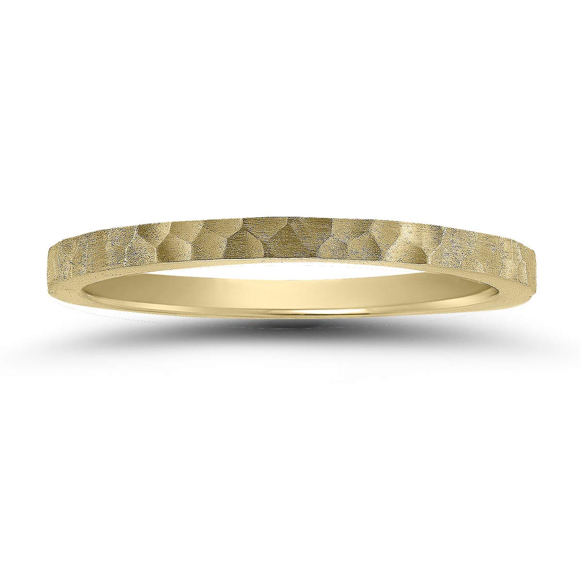 1.5MM Thin Micro-Hammered 14K Yellow Gold Wedding Band for Women - Elegant Stackable Ring for Bridal, Anniversary & Everyday Wear