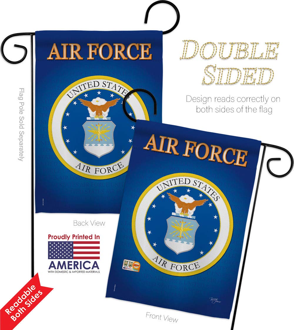USAF American Military Garden Flags - Double-Sided 28x40 Inch Armed Forces Yard Banner for Veterans & Retirees - Patriotic Home Decor Gift for Outdoor & Indoor Use