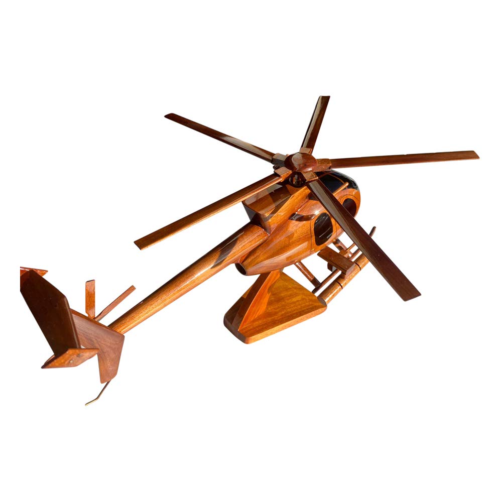Premium AH6 Mahogany Wood Desktop Helicopter Model - Handcrafted Collectible & Office Decor for Aviation Enthusiasts | Perfect Gift for Pilots, Military Fans & Home/Office Display