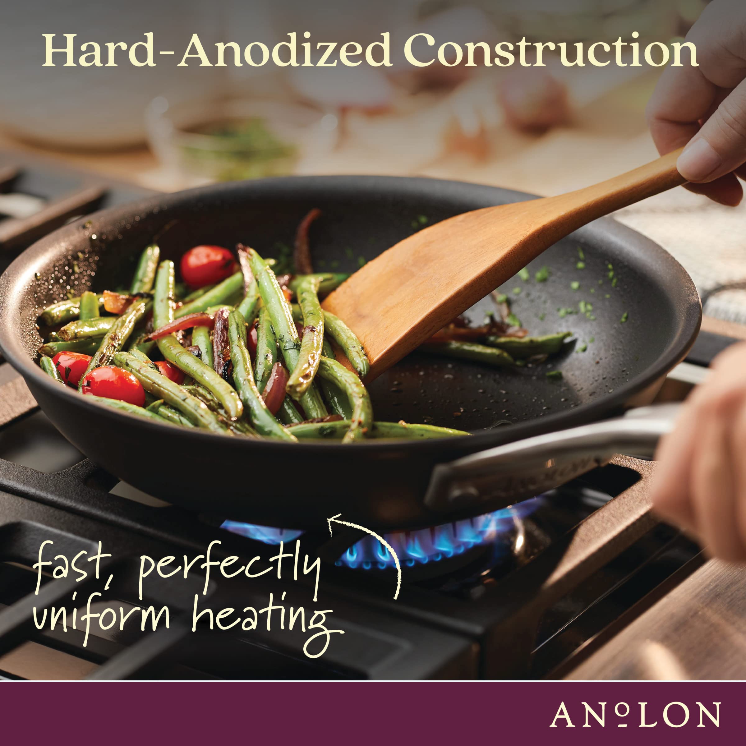 Anolon Allure 11-Inch Hard Anodized Nonstick Deep Square Griddle Pan & Grill - Dark Gray | Perfect for Indoor/Outdoor Cooking, Grilling, Searing & Serving Steaks, Burgers & Breakfast Foods