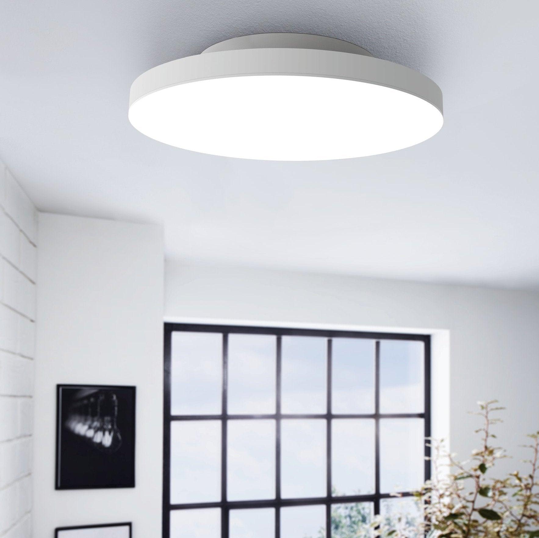 Eglo Connect Turcona Z Smart Round White LED Ceiling Flush Light 45cm - Dimmable WiFi Ceiling Fixture for Bedroom, Living Room & Kitchen Lighting