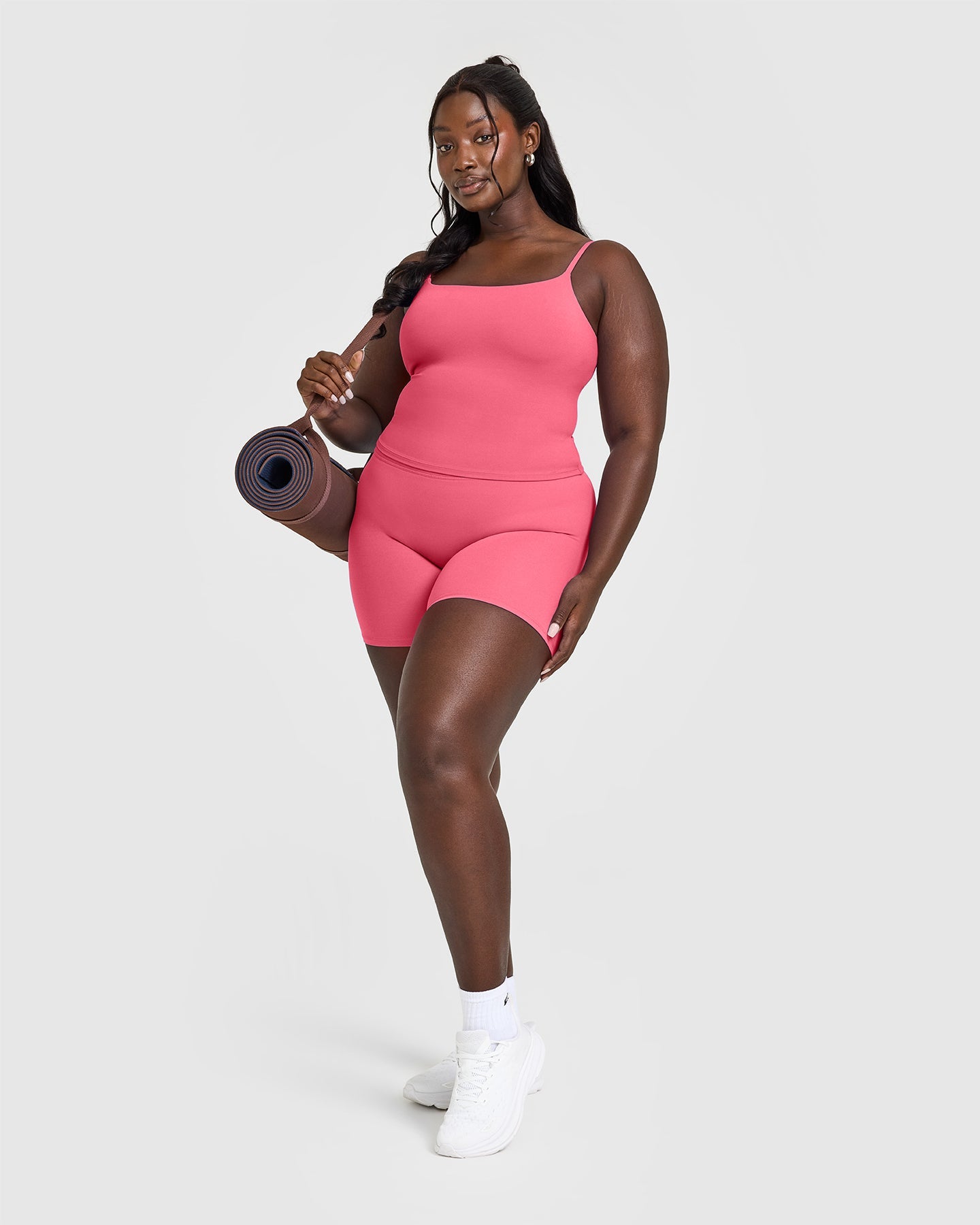 SoftMotion™ Strappy Mid Vest with Built-in Bra Shelf - Dark Velvet Pink | Women's Yoga Activewear for Workouts, Lounge & Layering