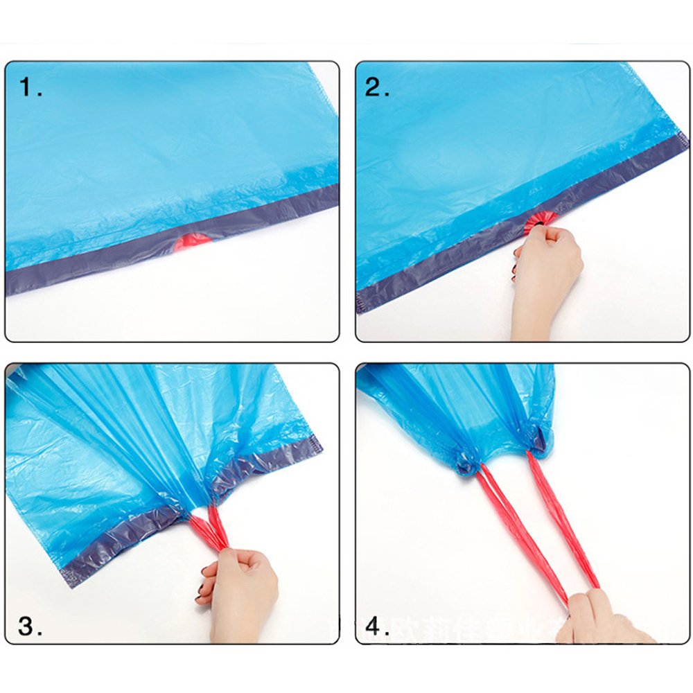 8 Gallon Drawstring Trash Bags - Heavy Duty Blue Garbage Bags for Kitchen, Bathroom & Outdoor Use | Leakproof & Tear Resistant