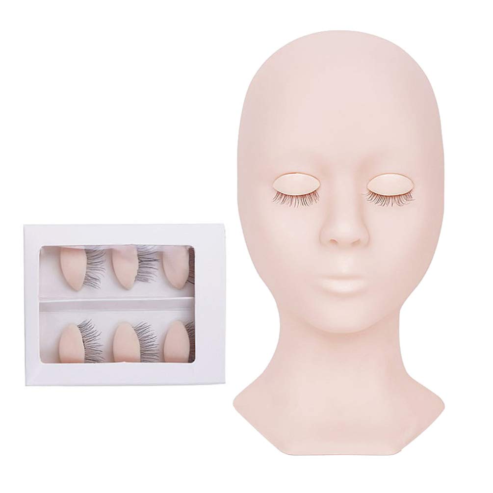 Minkissy Realistic Silicone Eyelash Training Head Model - Pink Makeup Mannequin Head for Grafting, Eyelash Practice & Beauty Training | Perfect for Salon Professionals & DIY Lash Artists