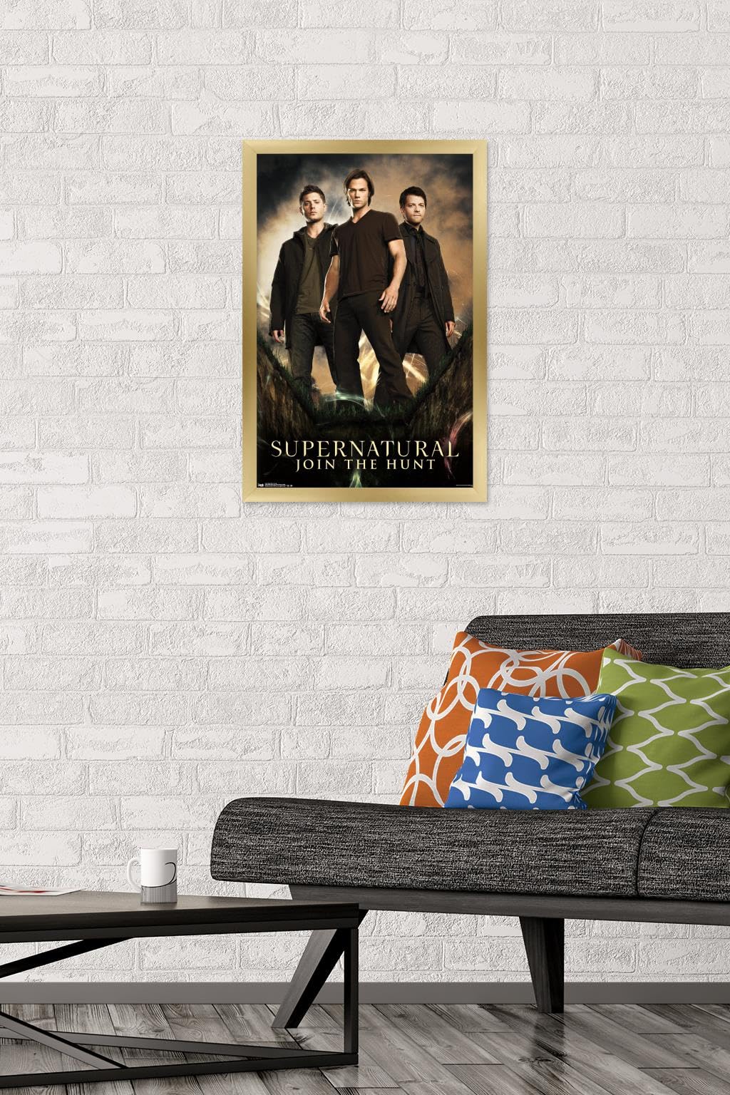 Supernatural TV Show Gold Framed Wall Poster 14.725x22.375 Inches - Premium Group Decor for Living Room, Bedroom & Office