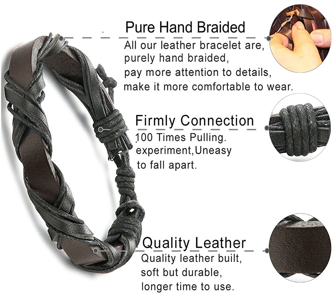 24 Pcs Braided Leather Bracelets for Men & Women - Adjustable Punk Goth Vintage Wrist Cuffs | Perfect for Rock Concerts, Biker Events & Alternative Fashion