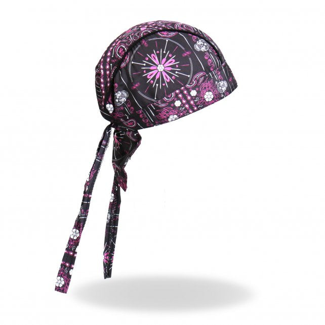 Premium Day of the Dead Headwrap – Paisley Sugar Skull Du Rag for Men & Women | Stylish Bandana for Bikers, Motorcycle Riders & Festival Goers | Perfect for Halloween, Dia de los Muertos & Themed Parties