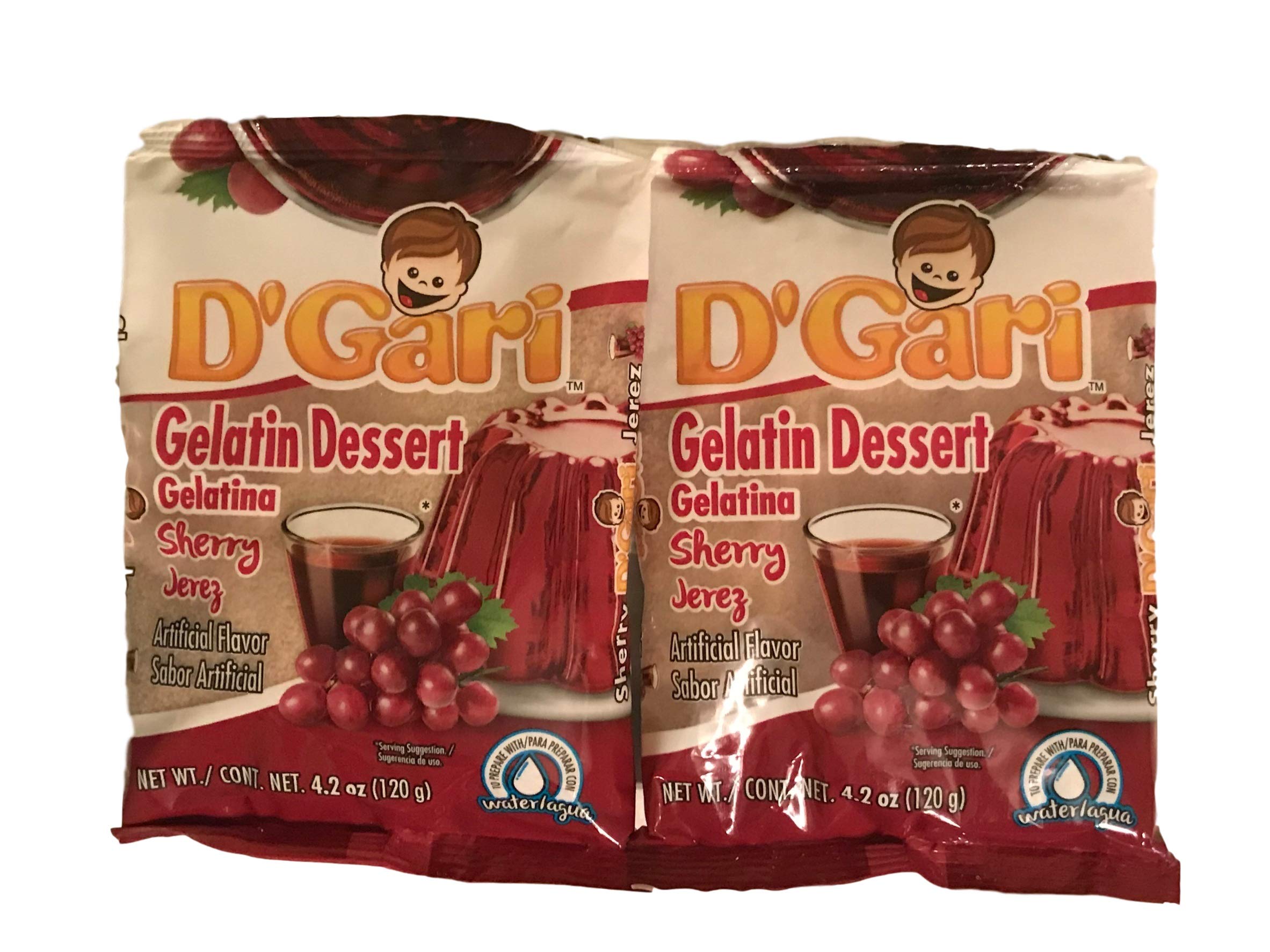 D Gari Pack of 2 Jerez Gelatin 4.2oz - Easy to Prepare with Water, Quick Snacks & Sherry Dessert Mix from Mexico | Perfect for Parties, Family Gatherings & Afternoon Treats