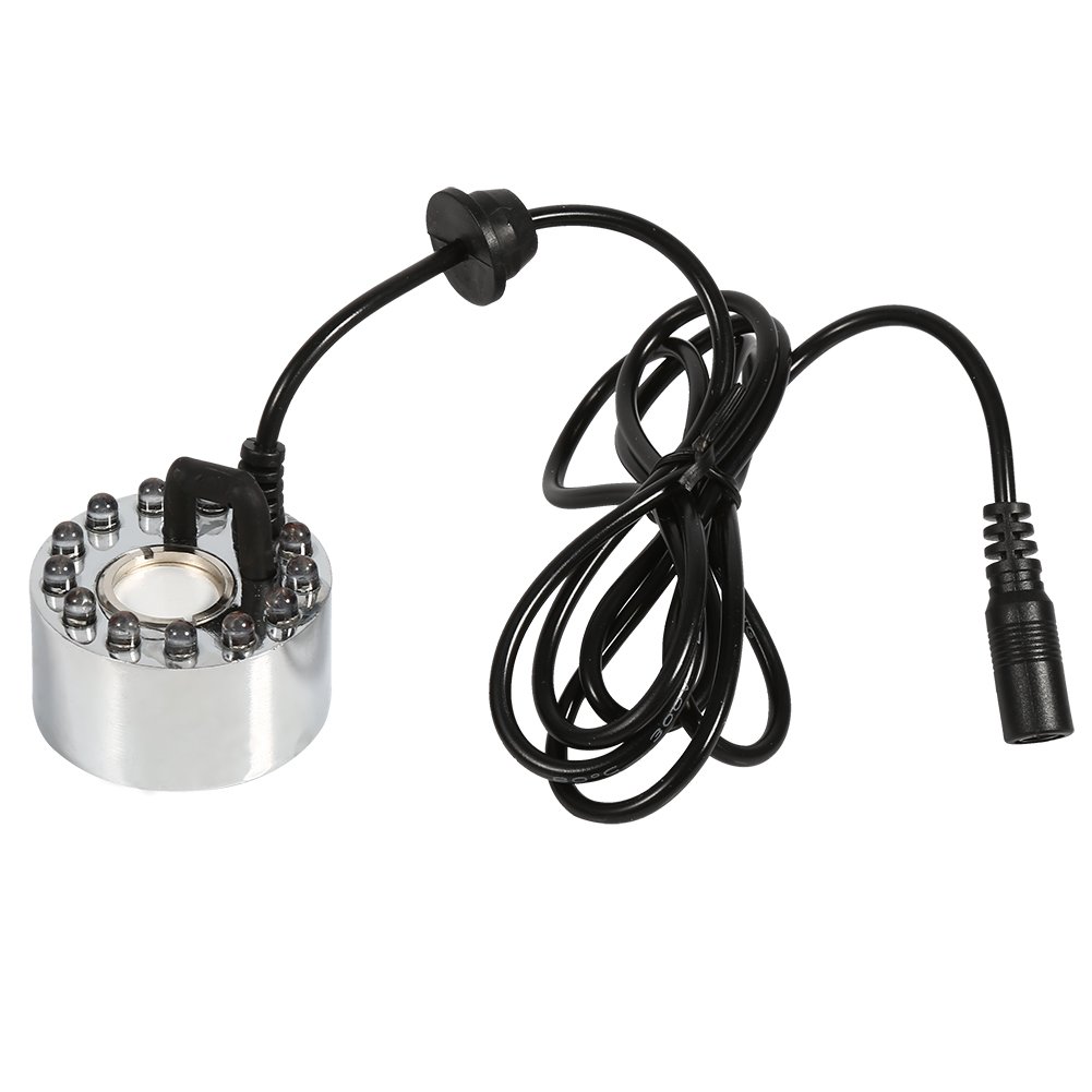 Halloween Party Mist Maker with 24V Color Changing LED - Ultrasonic Water Fountain Pond Atomizer & Air Humidifier for Indoor/Outdoor Decor (US Standard Adapter Included) - Perfect for Halloween Decorations, Garden Ponds, and Home Humidifying