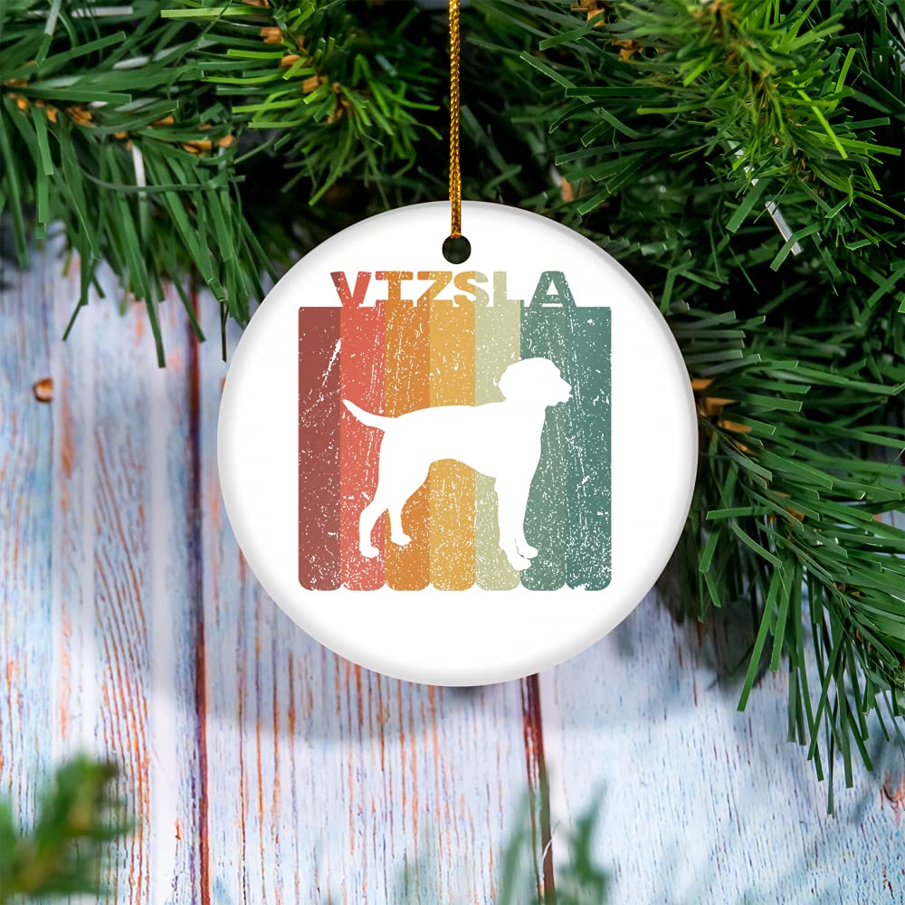 Vintage Ceramic Christmas Tree Ornament - Retro Vizsla Dog Lover Holiday Decoration - Handmade Ceramic Holiday Decor for Christmas Tree - Personalized Pet Gift for Dog Owners | Perfect for Christmas Tree Decorating, Gift Giving & Holiday Home Decoration