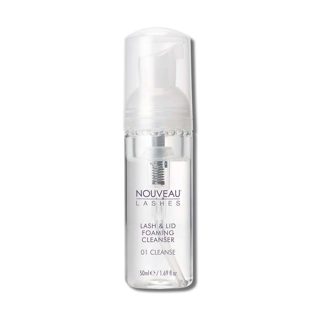 Nouveau Lashes Lash & Lid Gentle Foaming Cleanser - Vegan Eyelash Extension Cleaner for Optimal Hygiene, 50ml | Perfect for Daily Lash Care, Post-Extension Cleaning & Sensitive Eyes (Brush Not Included)
