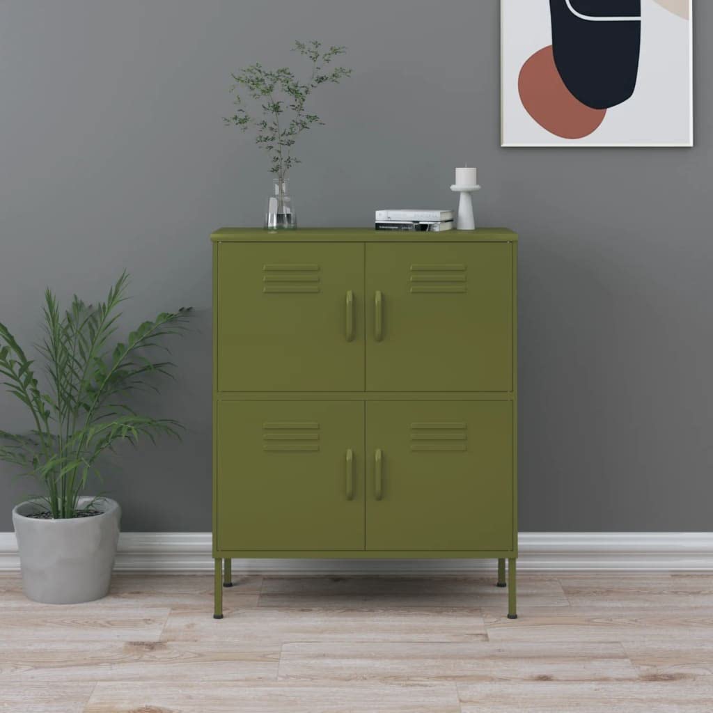 FAMIROSA 4-Door Steel Storage Cabinet with 2 Adjustable Shelves - 31.5