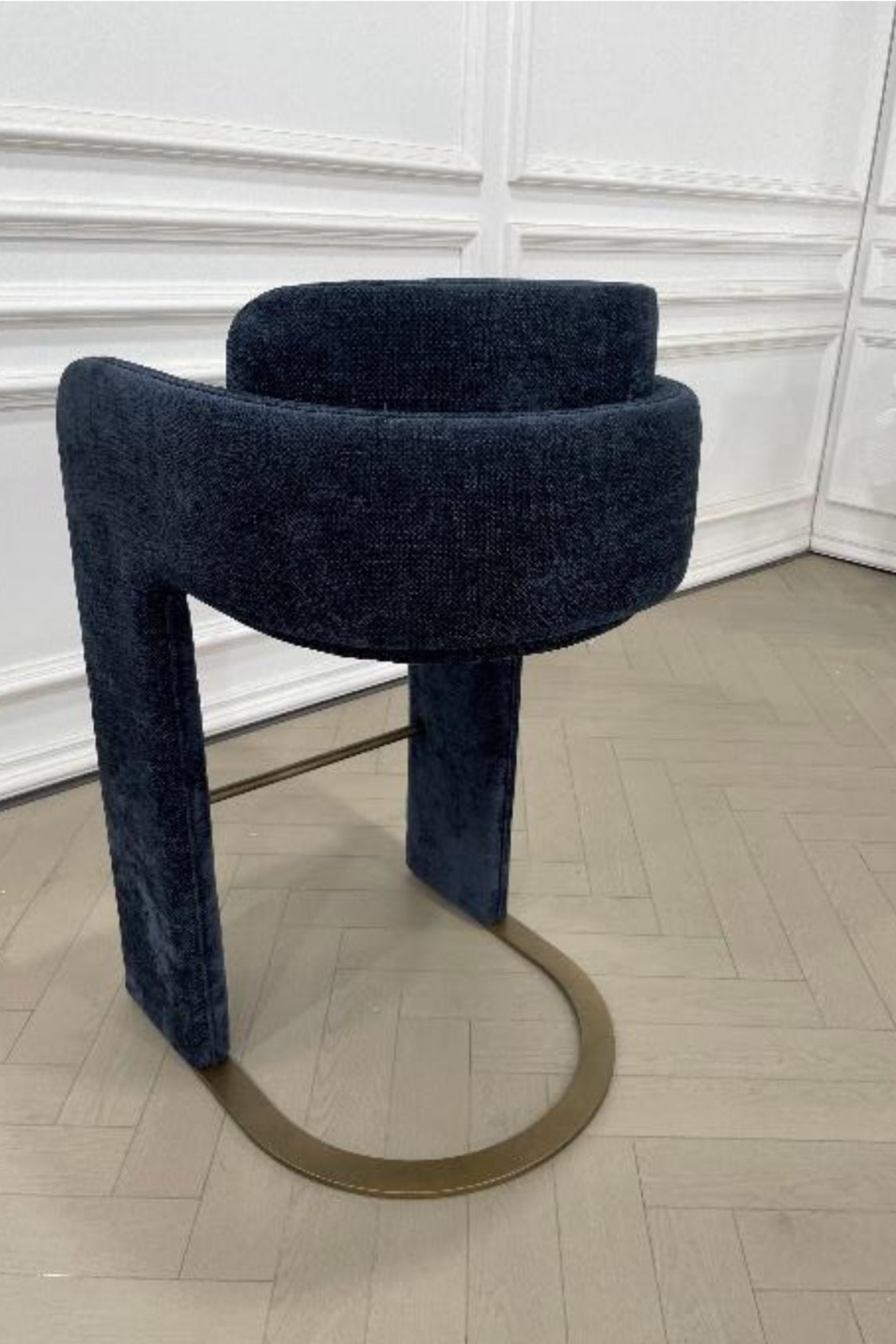 Indigo Blue Upholstered Bar Stool with Back Support - Comfortable Counter Height Bar Chair for Kitchen Island, Home Bar & Dining Room - Modern Fabric Barstool for Breakfast Nook & Entertainment Areas