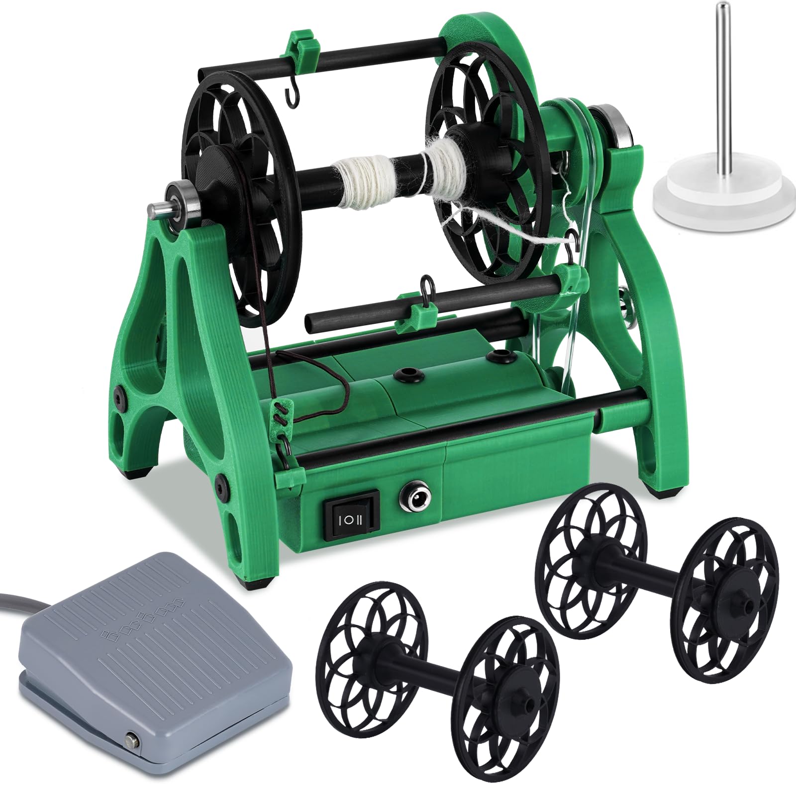 Consfly Electric Wool Spinning Wheel Machine with Foot Switch & 3 Spools - DIY Wool Roving Spinner for Yarn Making, Knitting, and Crafting - Perfect for Hand Spun Yarn, Fiber Art, and Home Craft Projects