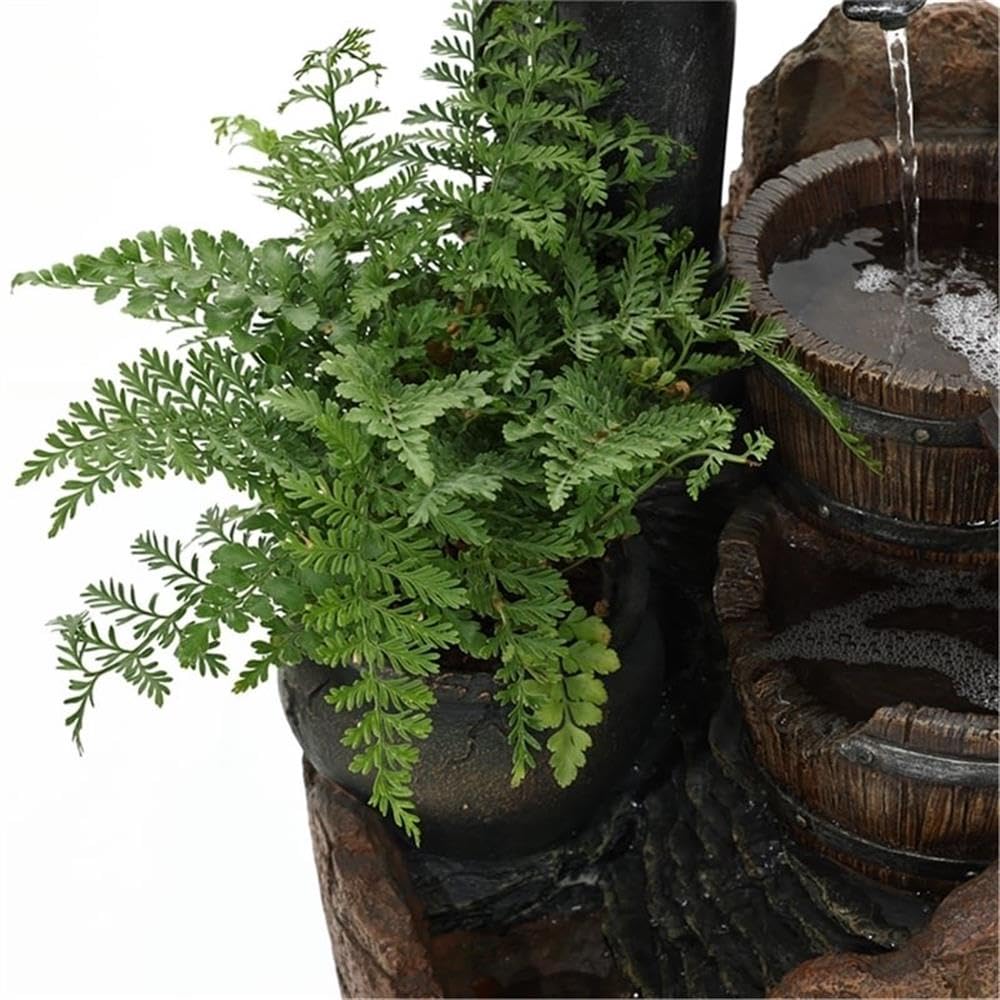 Bowery Hill Modern Brown Resin Water Pump Fountain - Outdoor Garden Decor, Patio & Backyard Water Feature for Relaxation