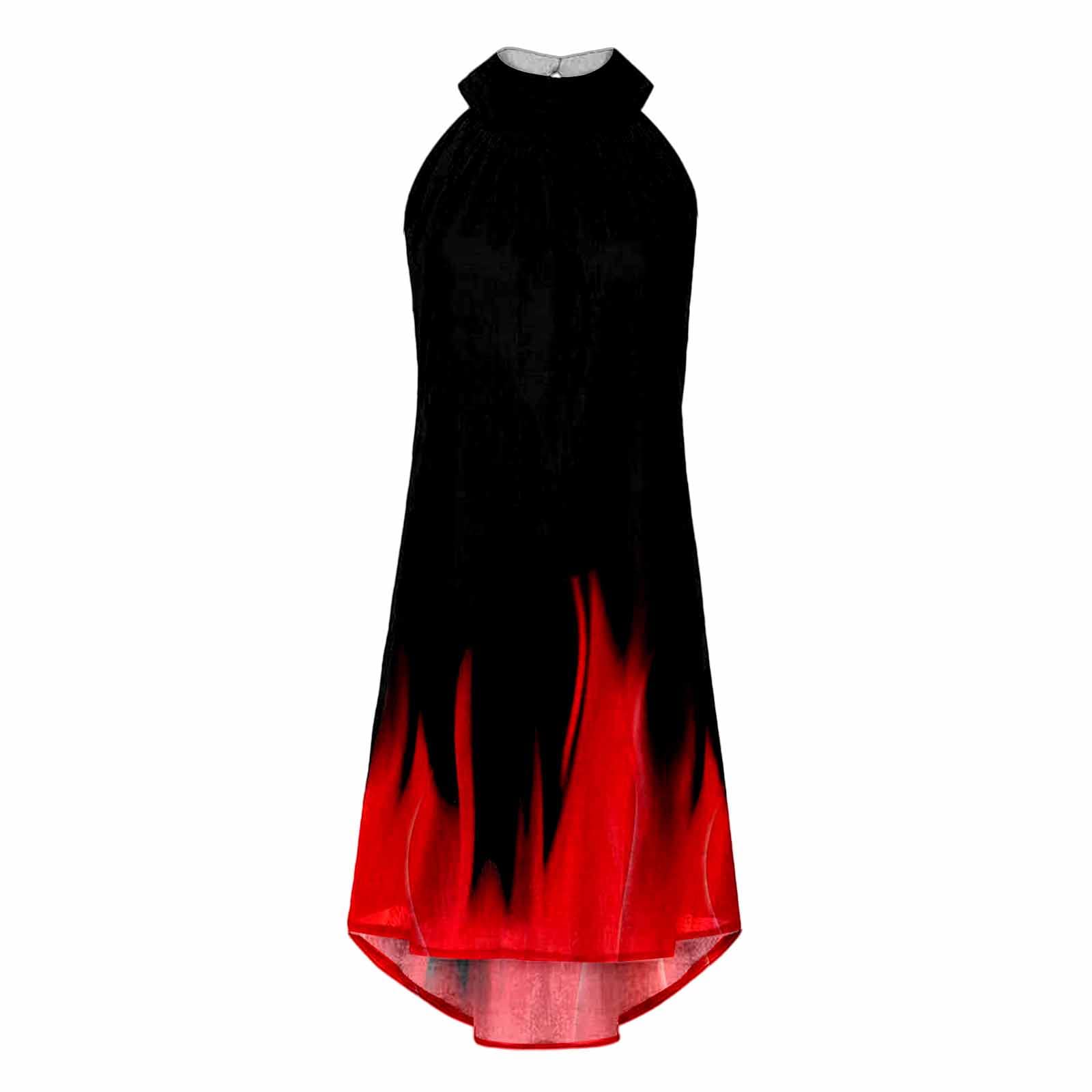 UYTOGOFE Women's Summer Halter Neck Sundress - Flowy Sleeveless Knee-Length Irregular Hem Dress for Beach, Office & Casual Wear