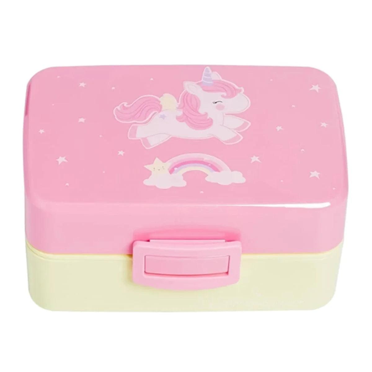 A Little Lovely Company Unicorn Solid Lunch Box - Insulated Kids Bento Box for School, Picnics & Travel - BPA-Free Leakproof Food Container
