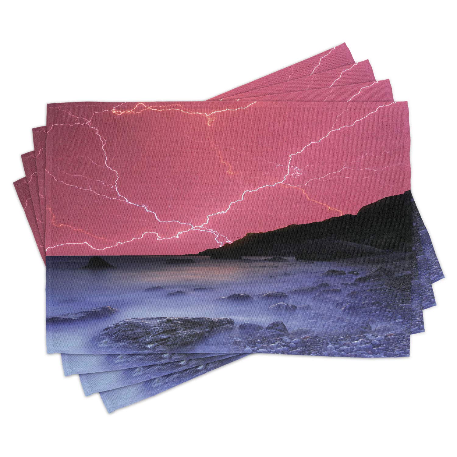 Ambesonne 4-Pack Thunderstorm Place Mats - Vibrant Solar Sky Design for Dining & Kitchen Decor