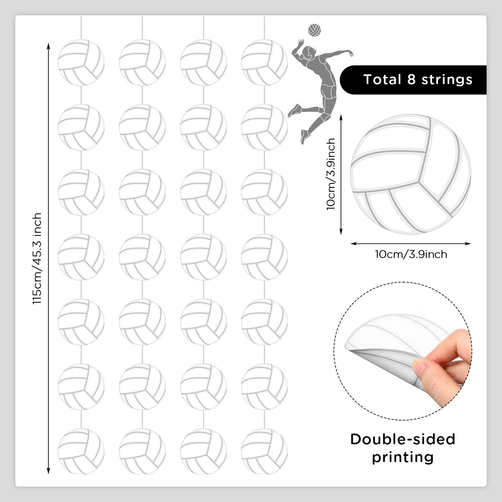 Duraaamo 8 Pack Volleyball Party Banner Decorations - Paper Garland, Birthday Party Supplies for Volleyball Theme Celebrations | Perfect for Sports Parties, Team Events & Game Day Decor