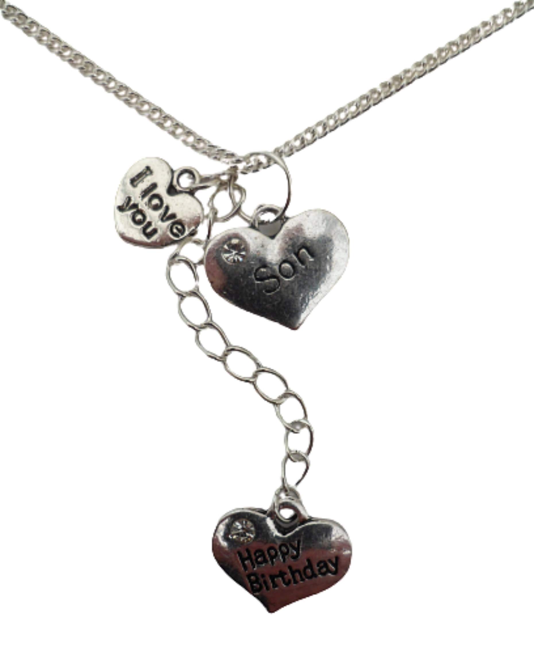Sterling Silver Plated Necklace with Heart Gem Charm - Perfect Gift for Son's Birthday, Anniversary & Special Occasions | Elegant Jewelry for Men & Women