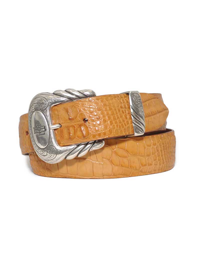 Lucchese B1603 Genuine Alligator Leather Belt for Men - Handcrafted in USA, Premium Hornback Caiman Tan Leather - Perfect for Western, Cowboy, and Formal Wear