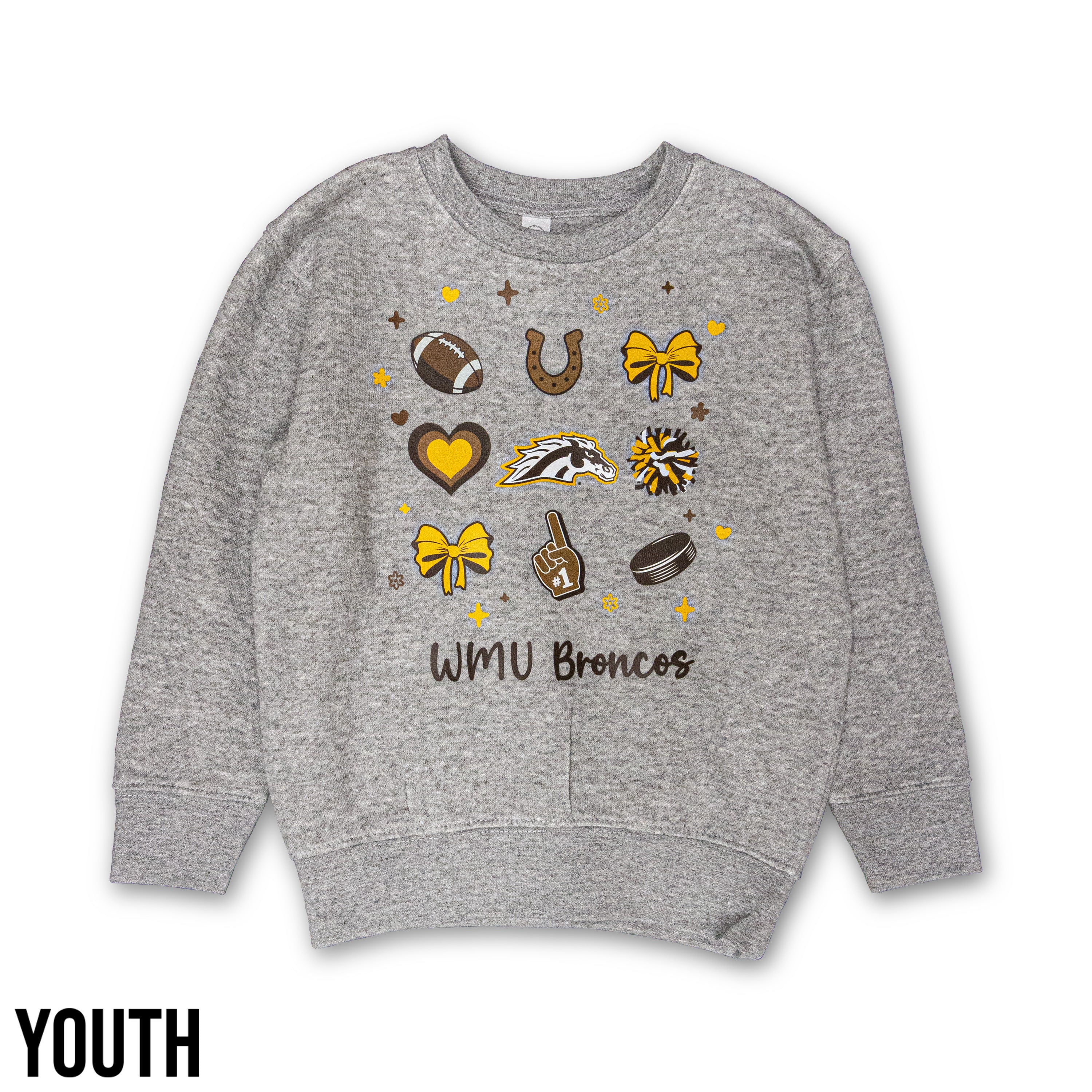 WMU Broncos Girls' Toddler Crewneck Sweatshirt - Soft & Comfortable Pullover for Toddlers - Perfect for Game Day, School & Casual Wear