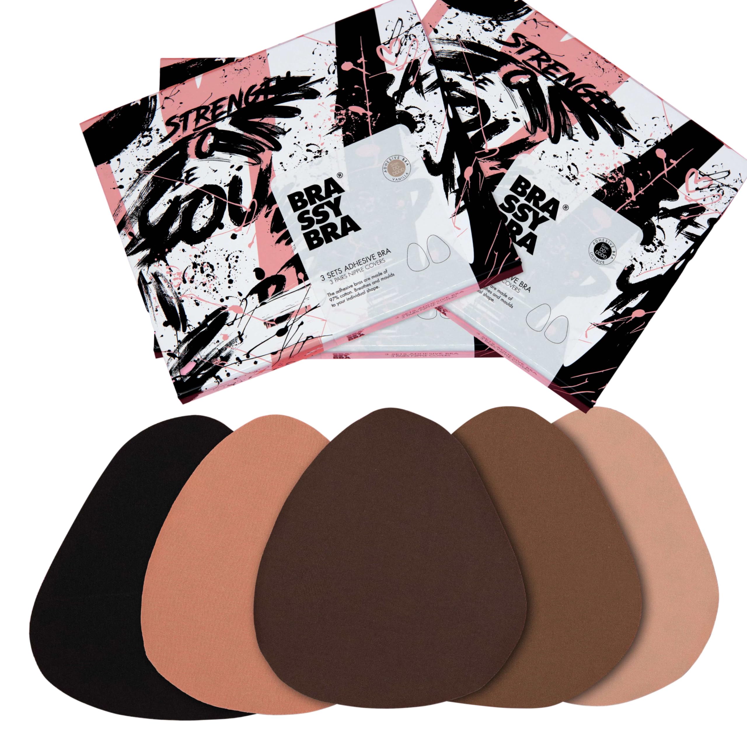 BrassyBra Strapless Boob Tape for A-G Cups - Strong Adhesive Breast Lift Tape for Backless Dresses, Plunging Necklines & Special Occasions