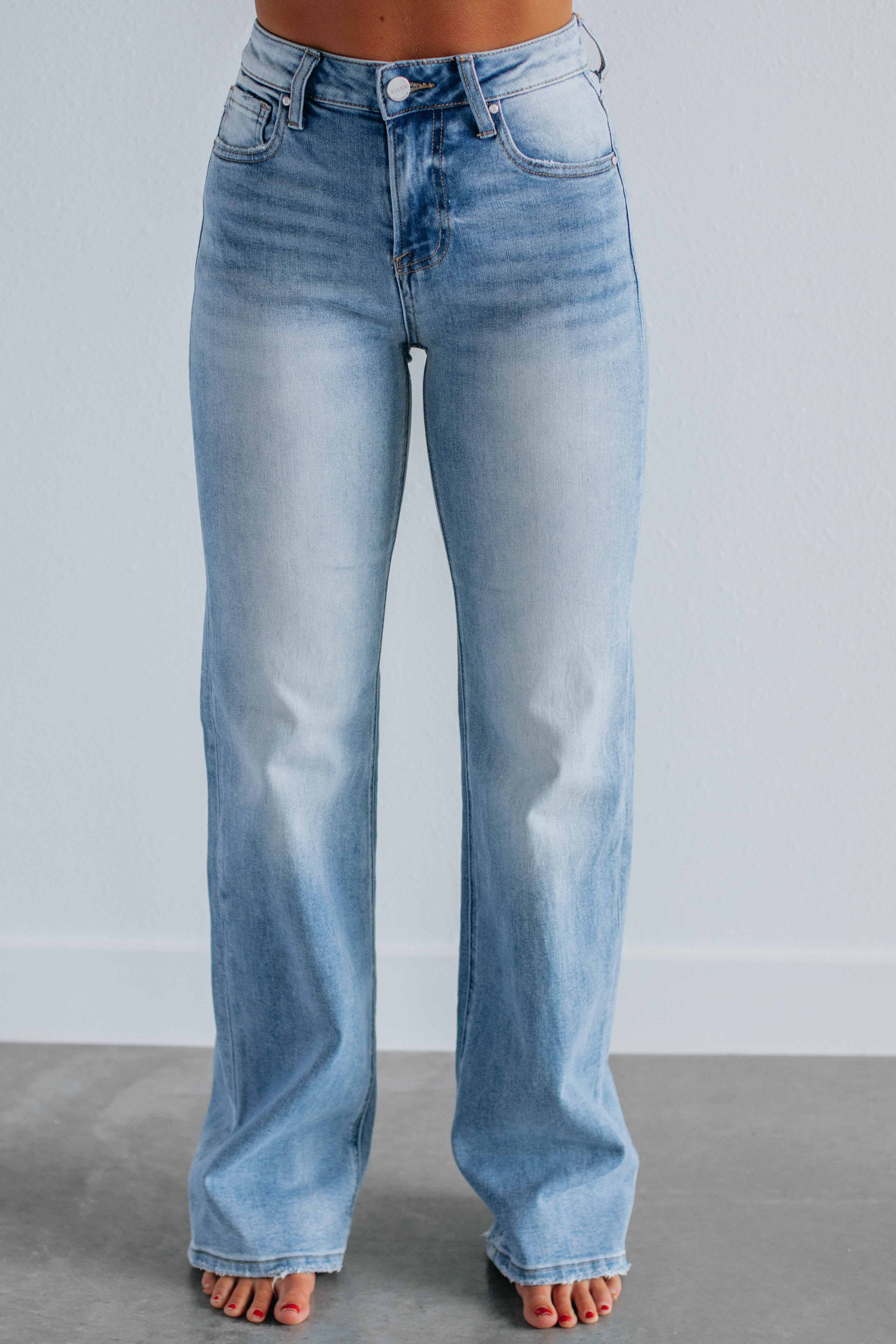 Jenea Risen Jeans - Medium Wash Distressed Denim Pants for Women | Comfortable & Stylish for Casual Wear, Dating, and Office Outfits