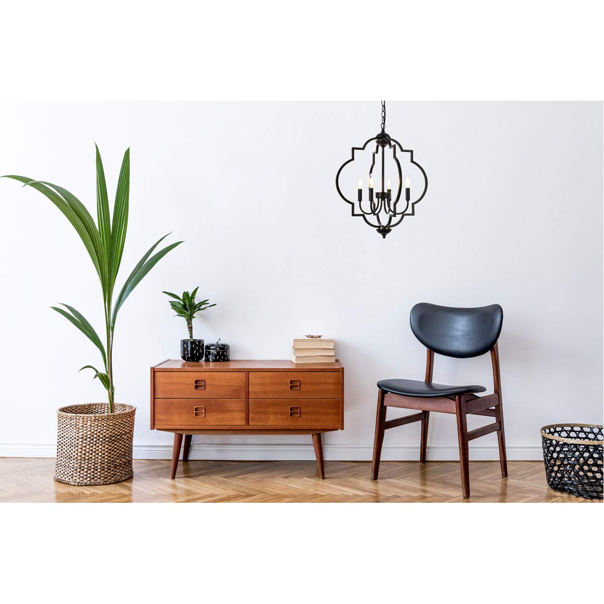 Black Modern 4-Light Sandara Pendant - Indoor Ceiling Lighting Fixture for Dining Room, Kitchen, or Living Room Decor