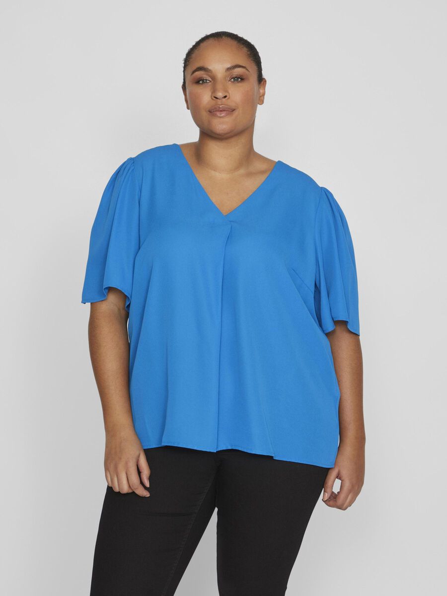 LUCIA Women's V-Neck Casual Top - Soft & Comfortable Blue Blouse for Everyday Wear | Perfect for Office, Dating & Outings