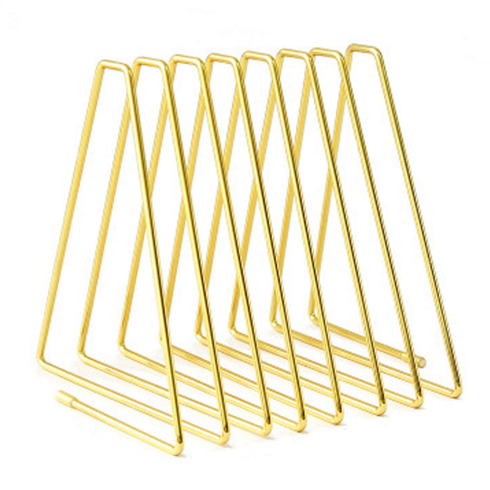 Adjustable Metal Wire Book Holder Stand - 7 Slot Desktop Organizer for Books, Files, Magazines | Triangle Display Rack for Home & Office Decoration | Perfect for Reading, Studying and Workspace Organization (Gold)