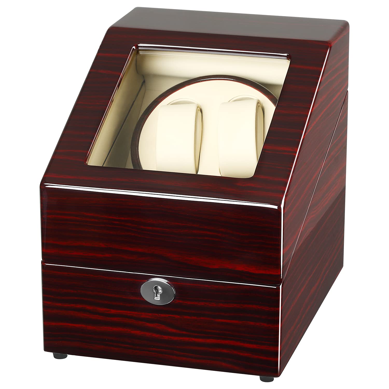 Premium CHIYODA Dual Automatic Watch Winder with 3 Storage Slots - Japanese Mabuchi Motor, Silent Rotation, Piano Finish Wooden Box & PU Leather Interior - Perfect for Watch Collectors & Luxury Home Decor