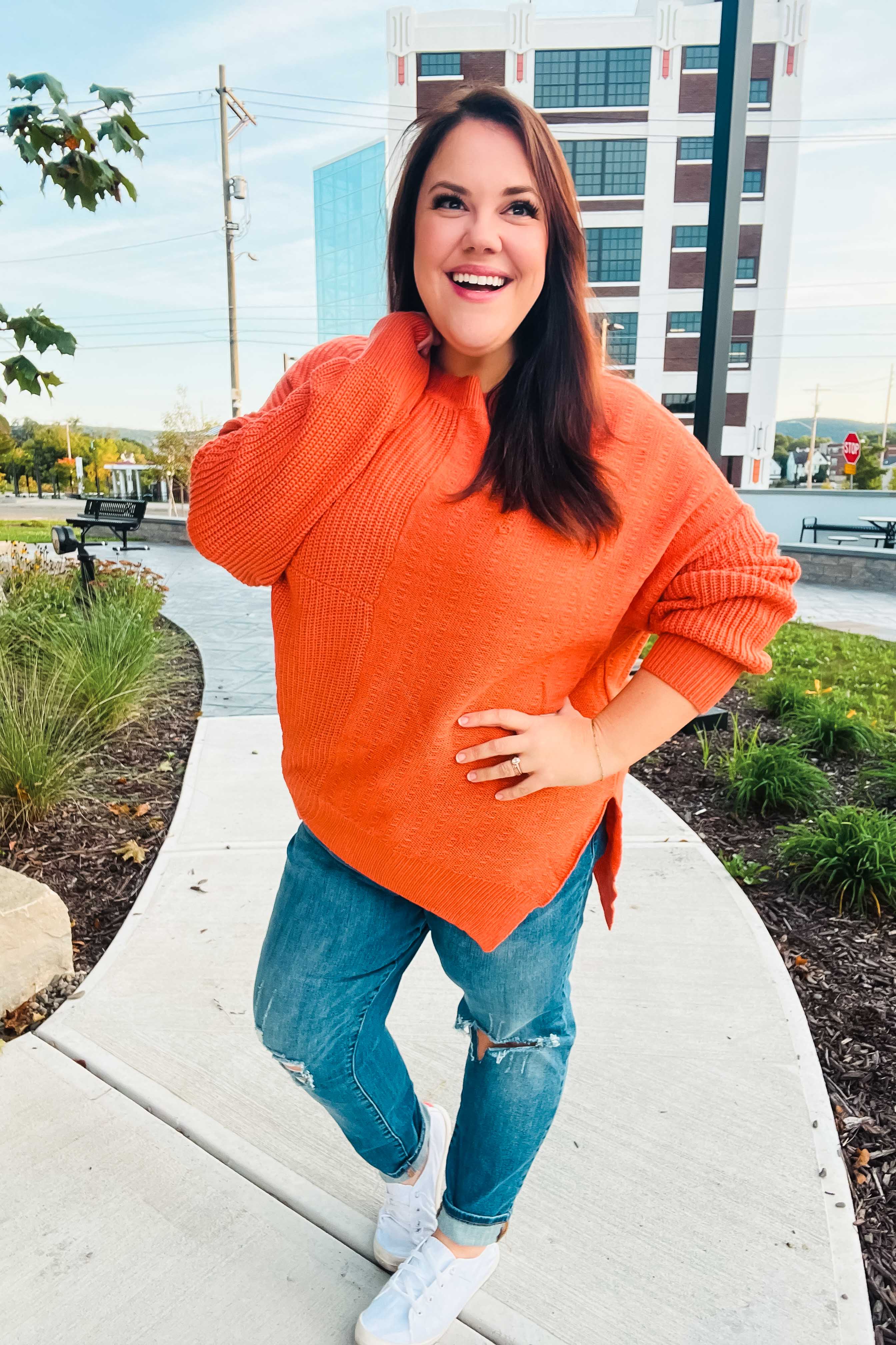 Cozy Pumpkin Asymmetrical Knit Sweater for Women | Fall Fashion Trendy Oversized Pullover | Perfect for Autumn Outfits, Halloween Parties & Cozy Season Layering