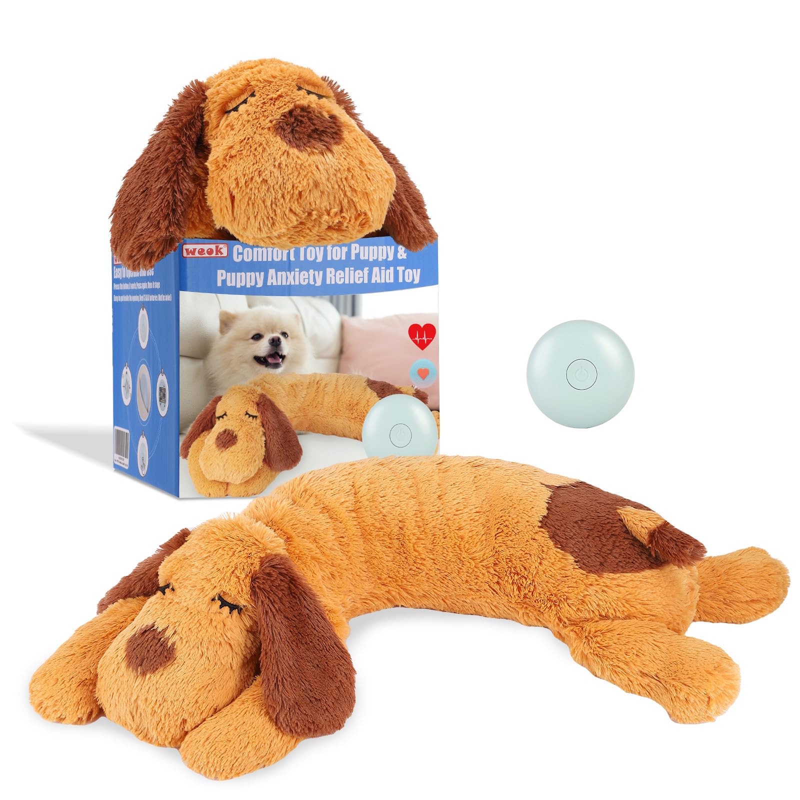 Heartbeat Puppy Toy for Dogs - Calming Aid & Anxiety Relief Stuffed Animal with Realistic Heartbeat, Comfort Cuddler Pillow for Puppy Sleep Aid | Perfect for Anxious Pets, New Puppies & Separation Anxiety Relief