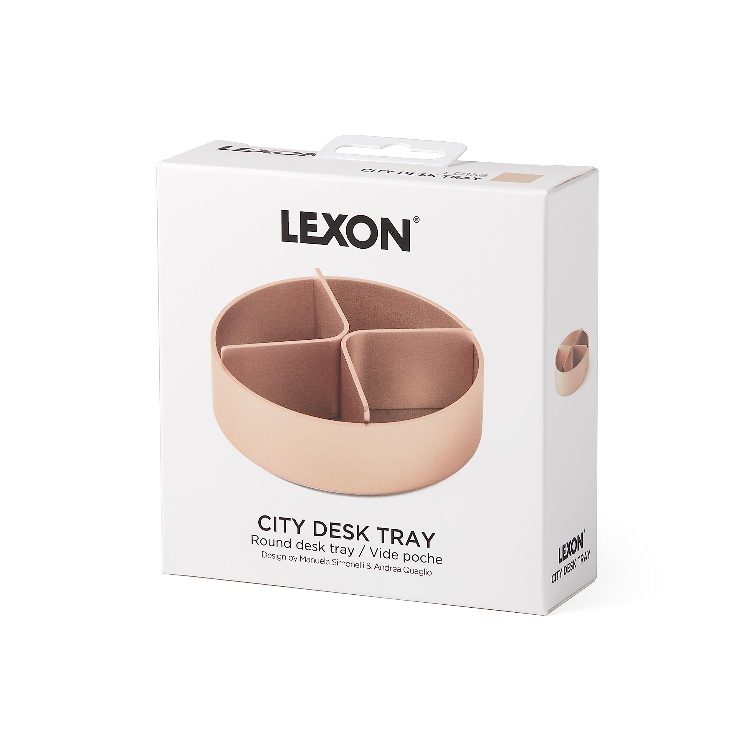 Lexon City Desk Tray Round 4 Compartments - Aluminum Organizer with Soft Gold Finish | Perfect for Office, Home & Workspace Organization
