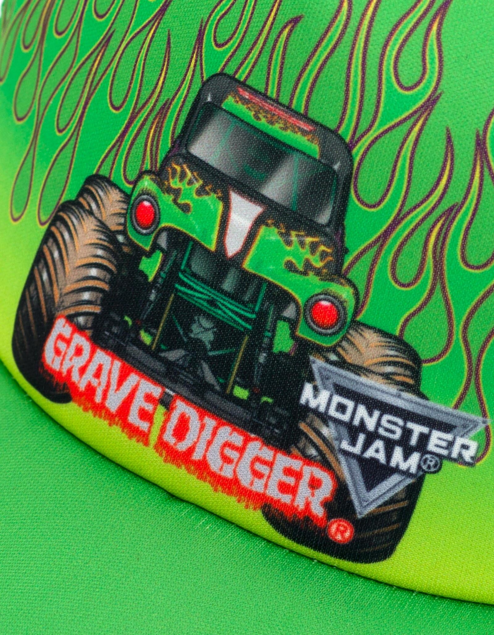 Monster Jam Grave Digger Adjustable Snapback Baseball Cap - Green Mesh Trucker Hat for Kids & Youth | Perfect for Monster Truck Shows, Outdoor Events & Fan Collections