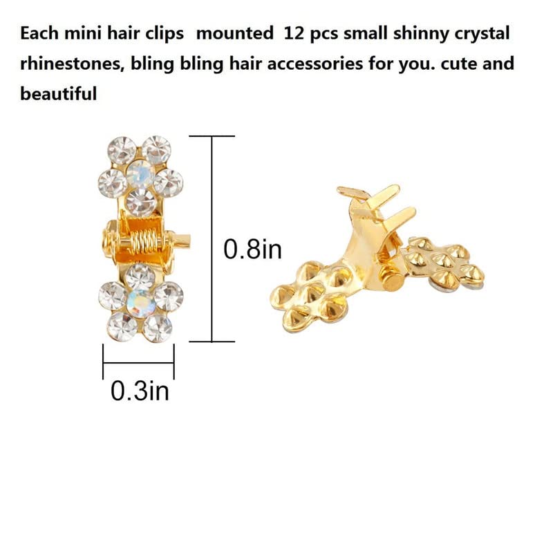 FAMEZA 12-Piece Mini Hair Claw Clips Set - No-Slip Grip, Glitter & Rhinestone Teeth Clips for Women & Girls (Multi-Color) - Perfect for Ponytails, Buns & Everyday Hairstyles