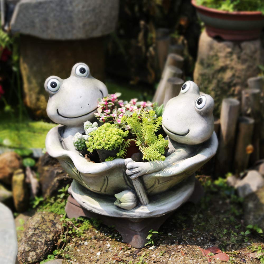 Creative Yoga Frog Design Resin Flower Pots - Outdoor Garden Planters with Swimming Frog Figure Decor for Home, Patio & Yard | Perfect for Succulents, Herbs & Small Plants