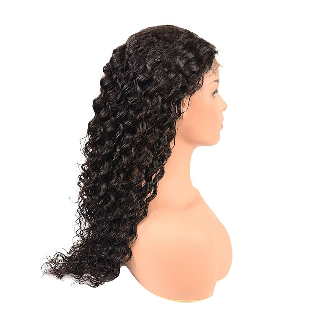180% Density Deep Wave 4x4 Transparent Lace Front Wig - Natural Black Human Hair for Everyday Wear & Special Occasions