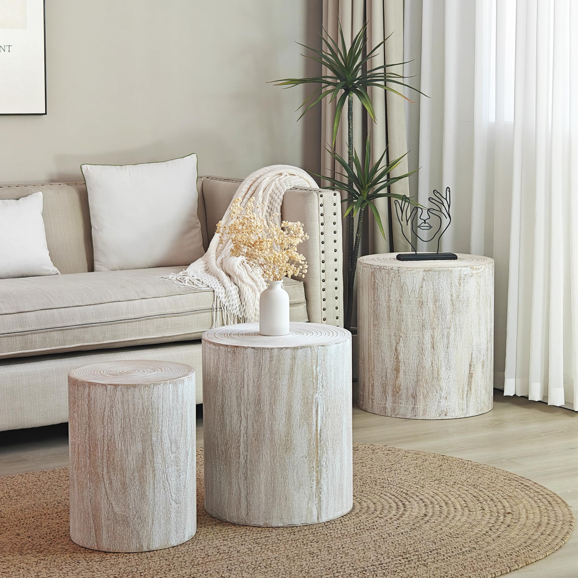 WilliamsSpace 3-Piece Round Nesting Coffee Table Set - Modern Wood Side Tables for Living Room, Farmhouse & Small Spaces - 18.3