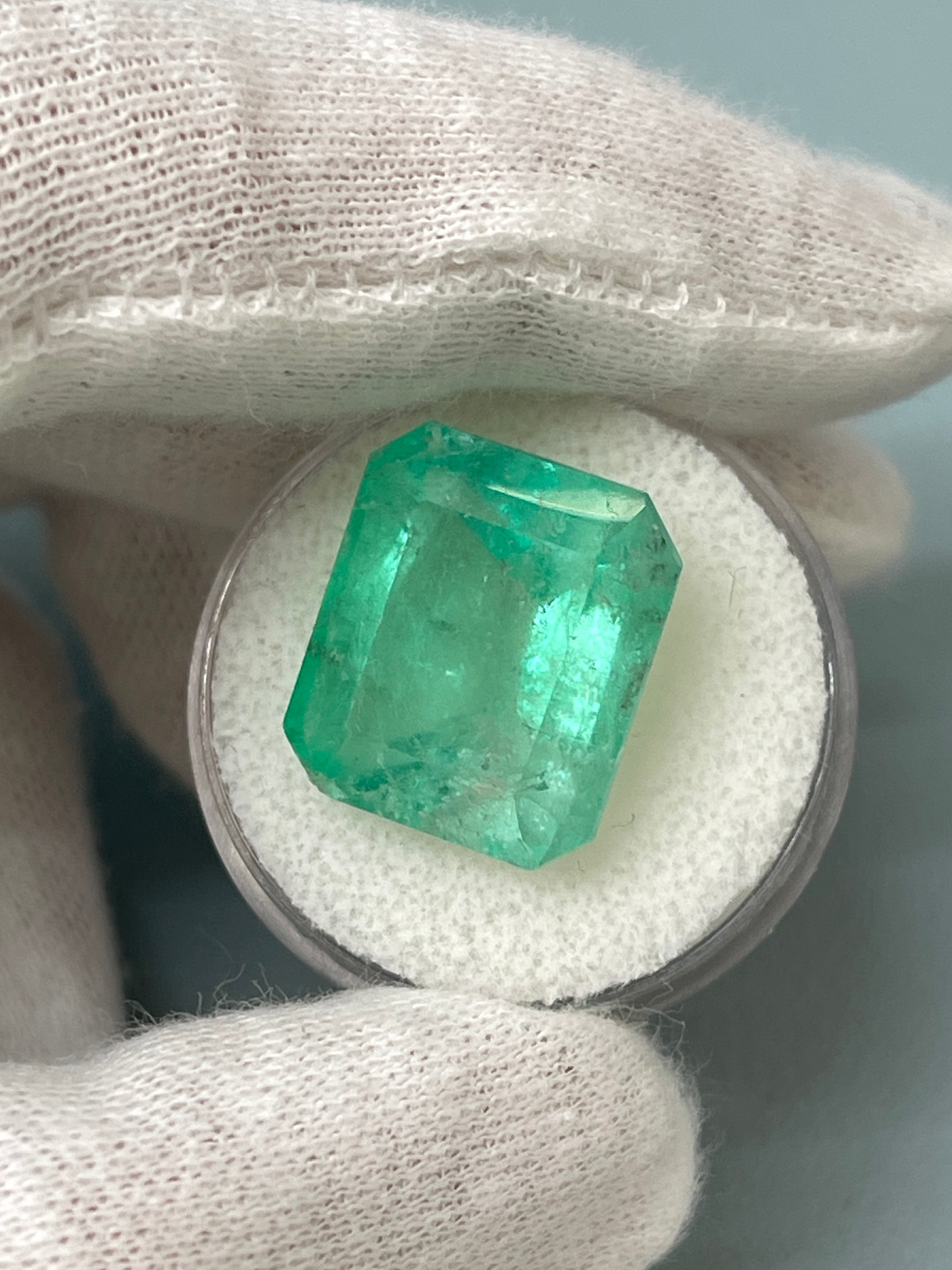 17.64 Carat Loose Colombian Emerald - 17x14.5mm Earthy Green Emerald Cut Gemstone for Jewelry Making & Engagement Rings