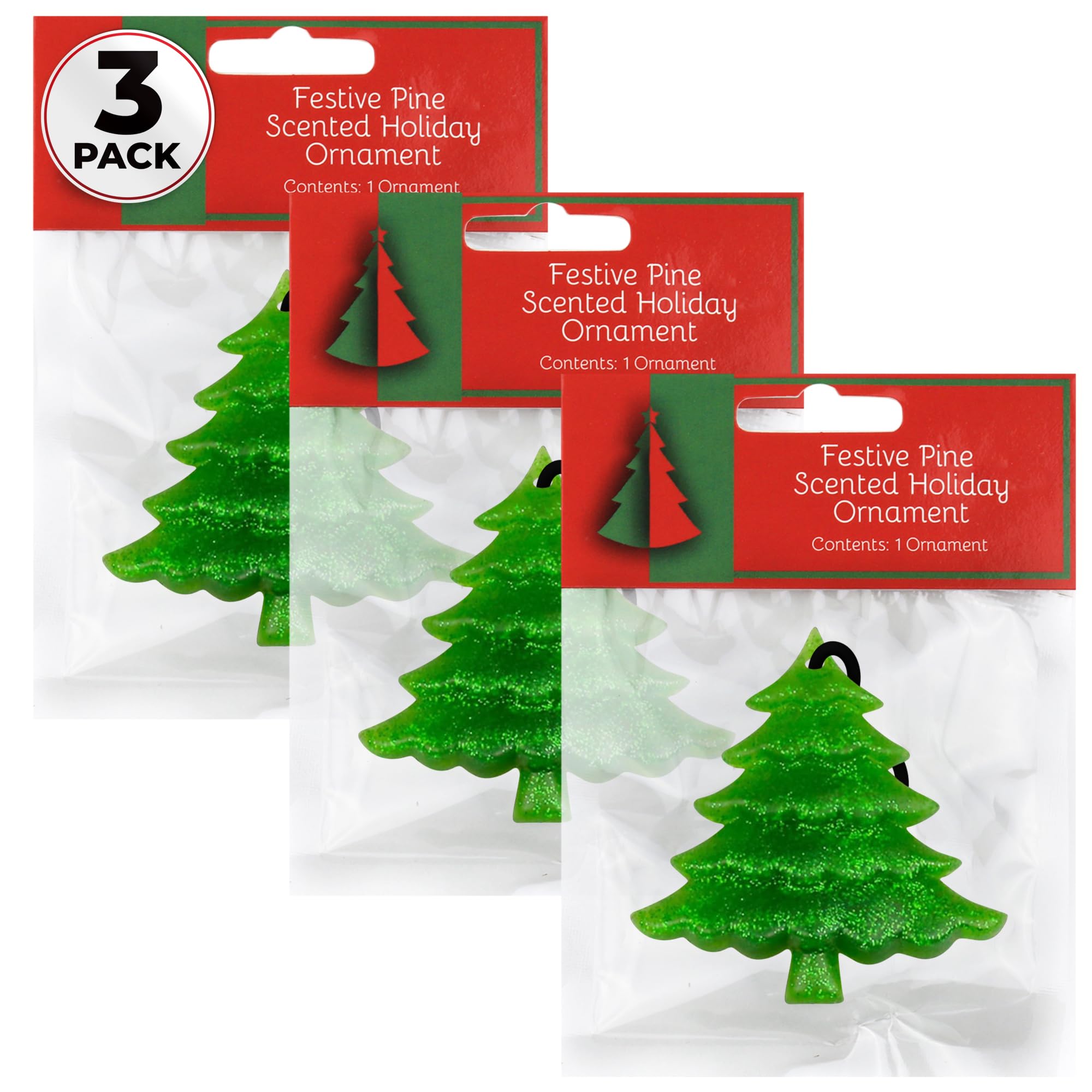 Festive Scented Holiday Ornaments - Christmas Tree Decorations, Car Air Fresheners & Home Fragrance Accessories with Long-Lasting Pine Scent (Pack of 3) - Perfect for Christmas Trees, Car Interiors & Holiday Home Decor